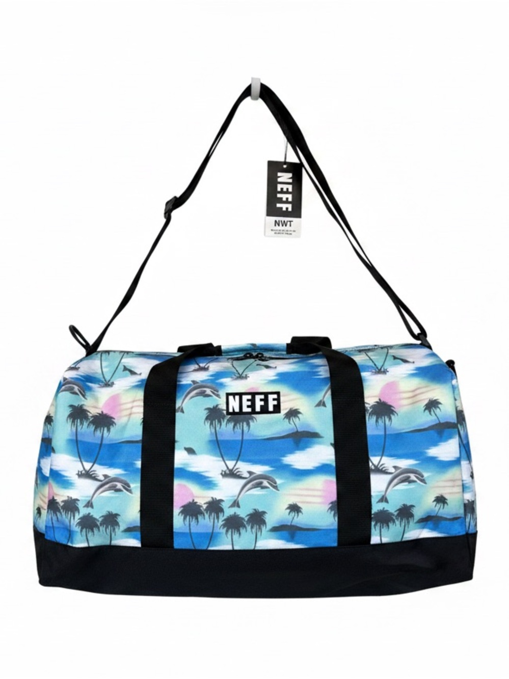 Neff Blue Tropical Dolphin Print Duffel Bag